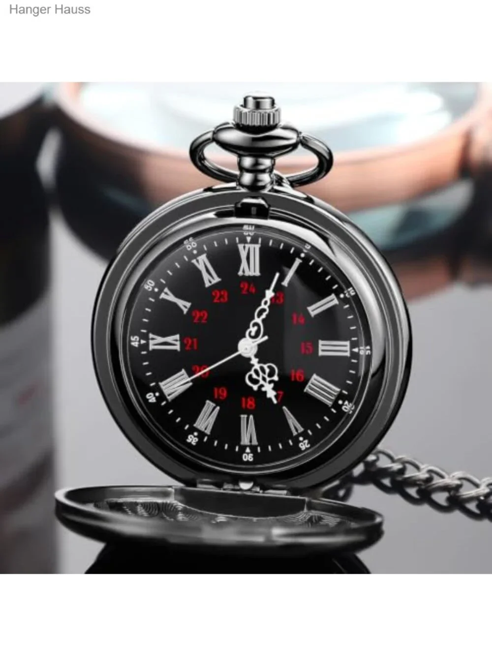 Vintage Cross Pocket Watch with Chain Alloy Quartz
